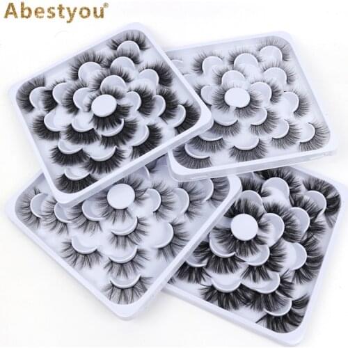 Abestyou Cosmetics Atacado 10pairs Mink Lashes Maquillaje Faux Cils 3d Mink Lash Makeup Tools Natural Eyelashes Packaging Bulk