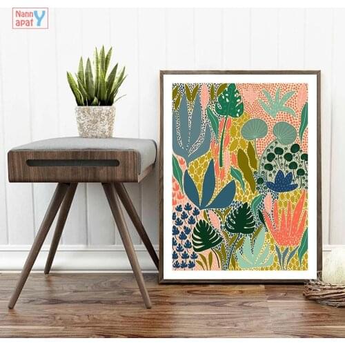 Abstract Garden Plants Cavans Painting Modern Multicolored Posters And Prints Wall Art Picture For Living Room Home Decoration