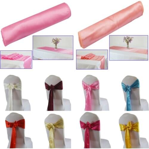 Satin Chair Sash Bow Tie Band Satin Table Runner For Wedding Chair Table Decoration Birthday Christmas Halloween Party Supplies