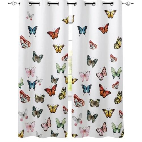 Butterfly Repeat White Curtains For Living Room Bedroom Window Treatment Blinds Finished Drapes Kitchen Curtains