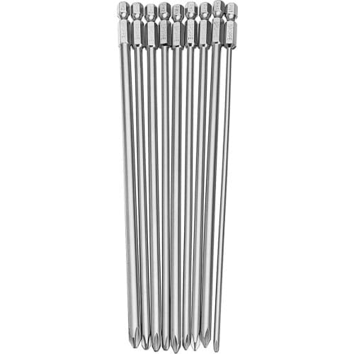 Broppe 9 pcs 1/4" 200mm PH1 PH2 Philips Magnetic Long Hexagon Cross Head Screwdriver S2 Electric Drill Electric Screwdriver Tool