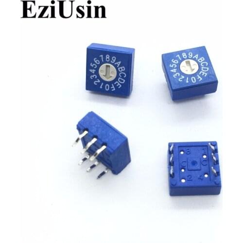 EziUsin 100pcs/lot 16 rotary coding switch DIP switch 6 feet / 0 mm shank/Inline 3 to 3 0 ~ F
