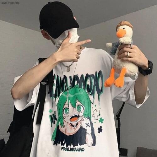 Boys Short-sleeved T-shirt Cartoon Anime Printing Trend Super Hot Summer New Student Half-sleeved Loose Top Fashion Temperament