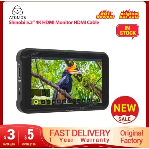 Atomos Shinobi 5.2" 4K HDMI Monitor HDMI Cable - Compatible, and HD video input Atom HDR display 5.2" on-camera monitor
