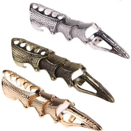 JETTING Mens Alloy Claw Spike Armor Knuckle Joint Full Finger Ring Punk Gothic Silver Bronze Gold