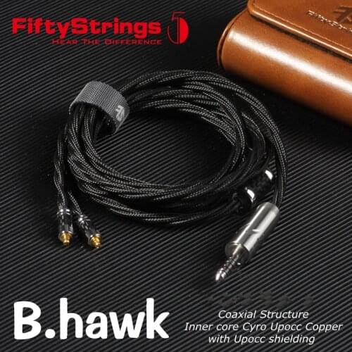 Fiftystrings B.Hawk 2 Bandung upocc single crystal copper coaxial shield balanced Earphone upgrade cable 0.78mm MMCX QDC UE wire