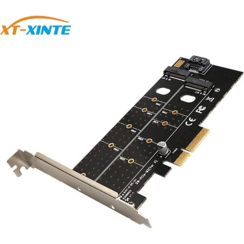 XT-XINTE PCIe to M.2 SATA Adapter Card 110mmM Key + B Key Dual Riser Card Adapter for NVMe NGFF 2230 2242 2260 2280 22110 SSD