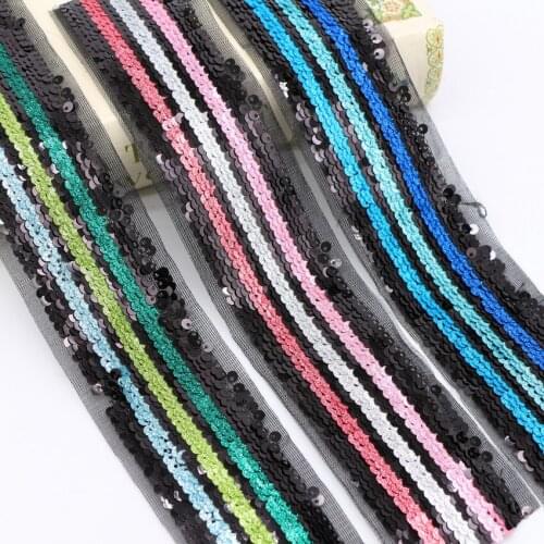 16Yards Sequined Mesh Lace Trim Ribbon DIY Sewing Latin Dance Dress Braid Stage Costume Show Accessories Beaded Paillette