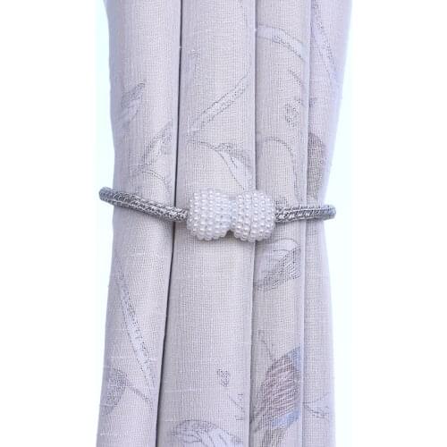 Creative Curtain Straps Perforated Free Pearl Magnetic Curtain Buckle Home Textile Tie Rope Curtain Magnetic Buckle 2Pcs