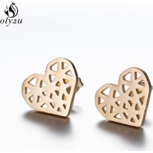 Sweet Tiny Love Heart Stud Earrings for Women Girls Black Stainless Steel Heart Earings Wedding Jewelry Accessories Wholesale