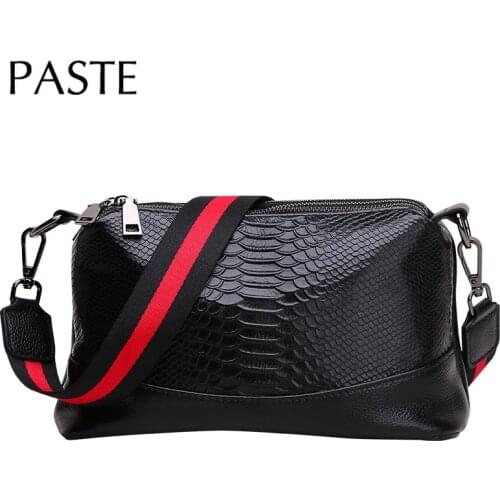 2020 Ins Fashion Womens Handbag with Many Compartment Crocodile Pattern Cow Leather Female Shoulder Messenger Bag 2 Straps