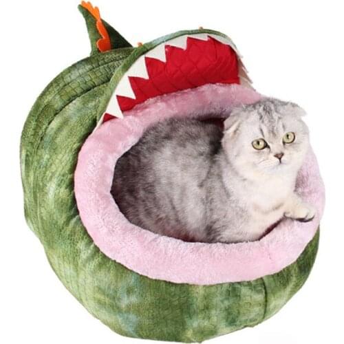 2 Kind 3 Size Soft Washable Short Plush Animals Crocodile Dinosaur Shape Dog Cat Bed Pet House Mat Puppy Warm Kennel Winter Gift
