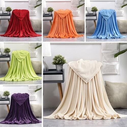 Super Soft Solid Black Color Coral Fleece Blanket Warm Sofa Cover Twin Queen Size Fluffy Flannel Mink Throw Solid Plane Blankets