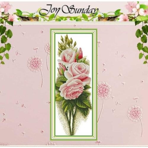 Big Size Handmade Pink Rose Flower Painting Counted Cross Stitch 11CT printed 14CT Cross Stitch Set Embroidery Kits Needlework