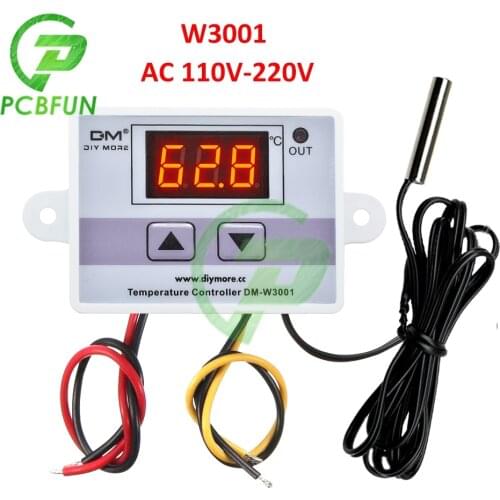 New XH-W3001 W3001 AC 110V-220V LED Digital Display Temperature Controller Thermostat NTC Sensor Control Switch Probe Incubator