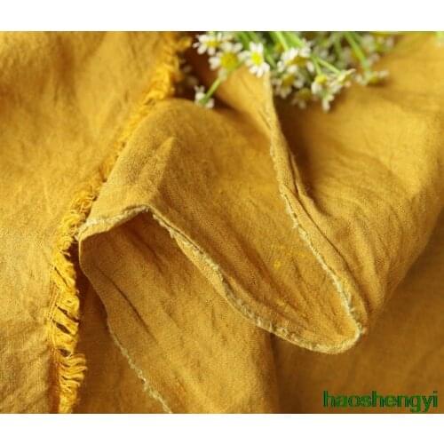 Original high-end pure flax yarn yellow rural style clothing fabric