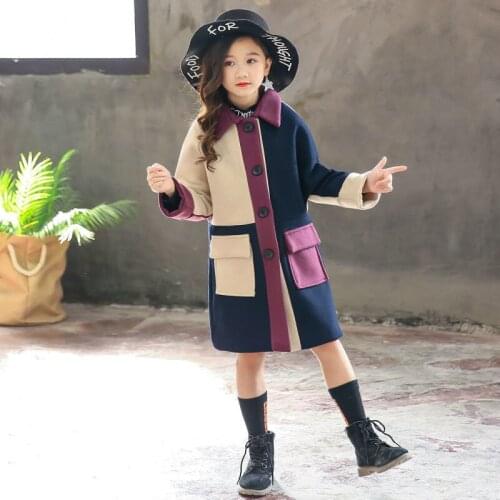 Autumn Winter Girls Hairy Coat Fashion Design Long Coat for Girls Kids Outerwear Grid Pattern Warm Winter Jacket Coats 4-12T