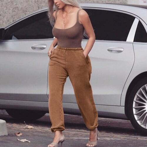 Fall Clothes Streetwear Loose Pants Women Elastic Waist Thick Fleece Sweatpants Pocket Solid Female Trousers 2019 Joggers Mujer