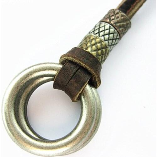 100% Genuine Leather Necklace Punk Vintage Jewelry Round Pendant Necklace CLPS011