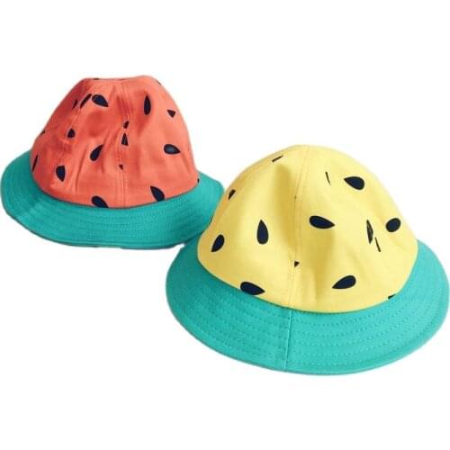 2020 new style watermelon patchwork Bucket Hat Fisherman Hat outdoor travel hat Sun Cap Hats for children boys and girls 82