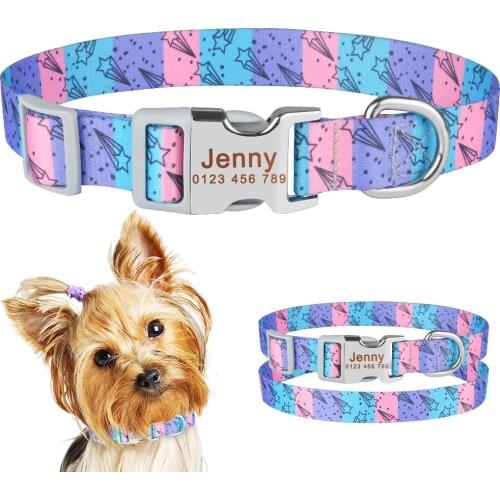 Personalized Dog Collar Custom Engraved Boy Girl Dogs Name Tag Adjustable S M L