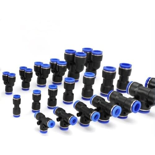 49PCS/box Pneumatic fittings PZA/PU/PE water pipes pipe connectors 4-16mm plastic hose quick couplings Tee air hose Straight Gas