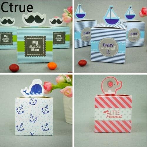 10pcs Candy Box Gift Boxes Boy Baby Shower Souvenirs Christening Baptism Party Favors girl birthday party decorations kids