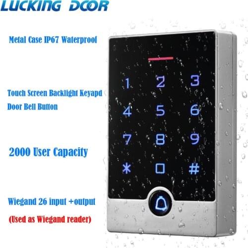 125KHz RFID Metal Access Control EM Card Reader Waterproof IP67 2000 User Card Reader Keypad Door Access Wiegand 26 input output