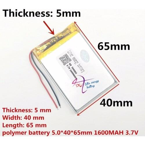 SD504065 504065 1600mAh lithium ion polymer battery pack ,flat lipo battery 3.7v Rechargeable batteries