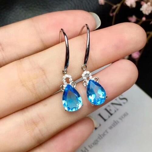 Natural Topa stone earrings 925 silver, silver, white earrings. Birthday gift for dinner Beautiful jewelry