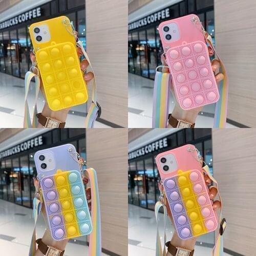 Chic Push It Bubble Decompression Coin Bags Phone Case for Oneplus 9 Pro 8 8T 7T Pro 7 6 6T One Plus Cover With Lanyard