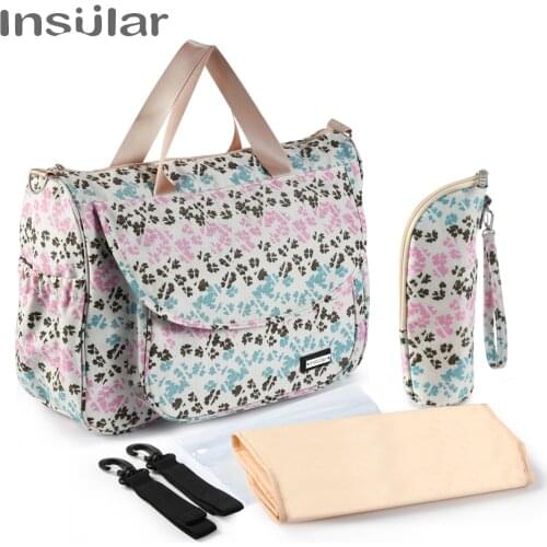 Insular Tote Diaper Bag Shoulder Diaper Bag Multifunction Diaper Maternity Bags with Changing Pad Insulation Bag Stroller Bag