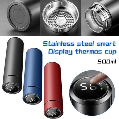 500ML Smart Portable Vacuum Insulated Water Bottle with Temperature Display Double-Wall Stainless Steel Keep Hot/Cold with Filte