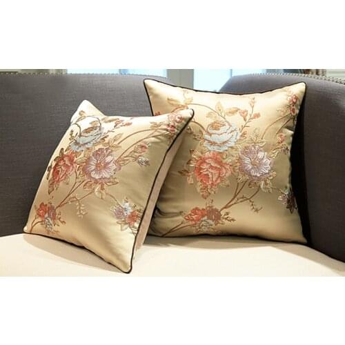 European Retro Embroidery Flowers Cushion Cover Jacquard Flowers Art Cushion Cover Home Sofa Party Wedding Pillow Case