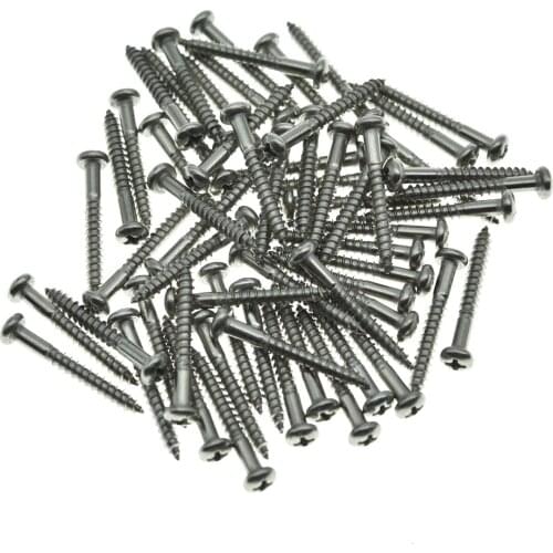 KAISH 60pcs Stainless Steel Phillips oval-head Vintage Style Guitar Tremolo Bridge Mounting Screws for Fender Strat/Stratocaster