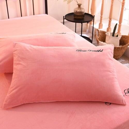 2PCS Autumn Pillowcase 48*74cm Crystal Velvet Flannel Fleece Pillow Cover Soft Warm Solid Grey Blue Pink Home Bedding #s