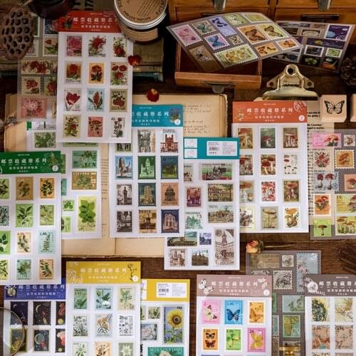 2PCS/Pack Stampe Collection Stamp PVC Transfer Decorative Stickers Vintage Style Adhesive Label For Diary Album Butterfly DIY