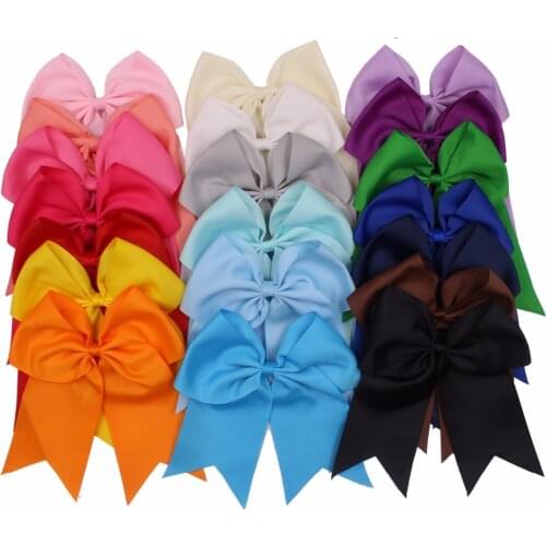 20Pcs 7.5" Kids Girls Large cheerleading bows Ponytail Holder Elastic Hair Ties For Kids Teenager Girls