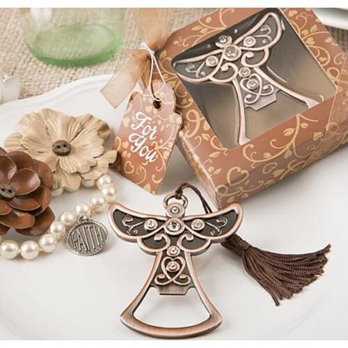 200pcs/lot Party Favors Antique Copper Angel Bottle Opener Wedding Favors all over the world Free Shipping