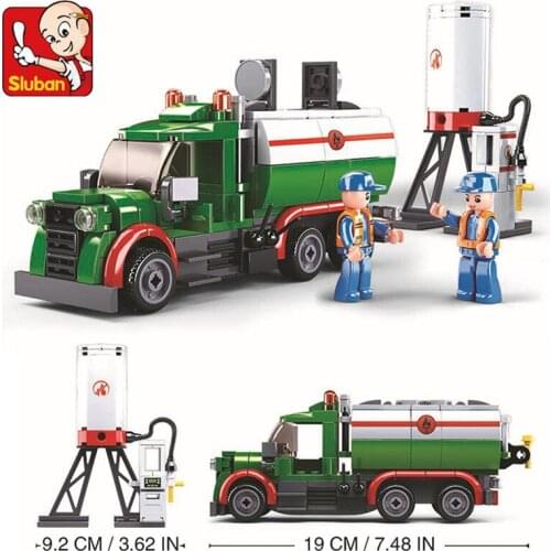 267Pcs City Urban Engineering Tanker Oil Truck Model Building Blocks Miniature Street View DIY Bricks Assembled Kids Toys