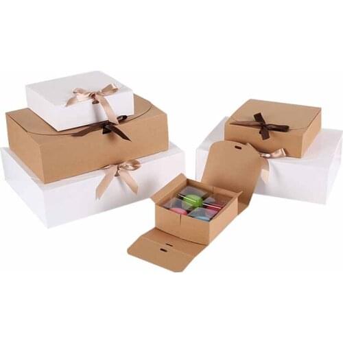 5pcs Multifunction Kraft Paper Candy Box DIY Cake Favors Gift Box Macaron Storage Package Christmas Birthday Party Wedding Decor