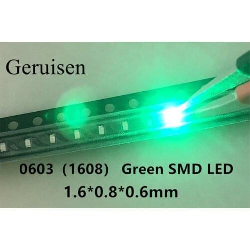 500PCS/lot SMD 0603 led Super Bright green Water Clear LED Light Diode 0603 smd led Green diodes 1.6*0.8*0.4mm Free Shipping