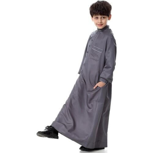 Boy Arabic Clothes Kids Islamic Clothing Men Jalabiya Stand Collar Caftan Abaya Camisa Arabe Hombre Tesettur Elbise Arabisch Kid