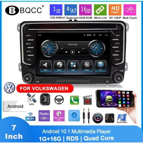 Car Radio 2 Din Android 10.1 Multimedia Player 7" 1G 16G Quad-core Mirror Link GPS RDS AM Autoradio For VW PASSAT B6 B7 Golf