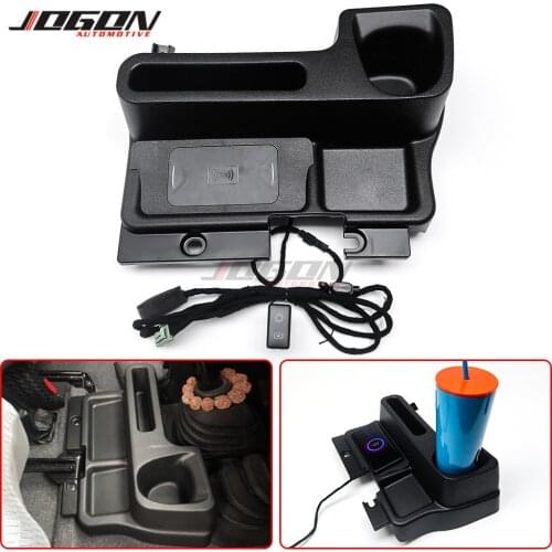1pc Black Car Central Console Storage Box Wireless Charger For Toyota Land Cruiser LC70 LC76 LC77 LC79 FJ70 FJ76 FJ77 FJ78 FJ79