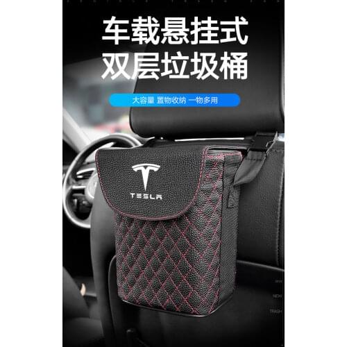 Model 3 Car Trash Can For Tesla Model 3 2021 Accessories Auto Seat Back Garbage Cans Dustbin Multi-use Storage Box Model Y X S