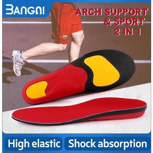 BANGNI Arch Support Running Insoles for Shoes Women Men Orthopedic Pad U Cup Cushion Heel Shock Absorption Tight Protect Ankles
