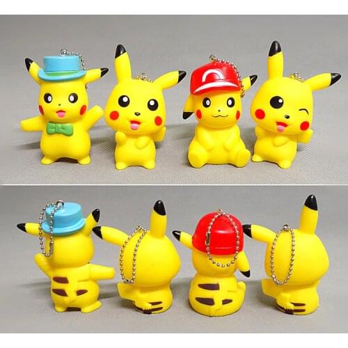 Pokemon Pikachu Keychain Pvc Model Toy Pocket Monster Charmander Pichu Squirtle Bag Pendant Action Figure Toy For Kid Girl Gift