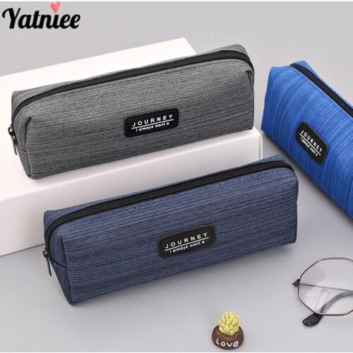 Yatniee Creative Oxford Cloth Pencil Case Solid Color Students School Pen Bag Stationery Storage Pencilcase