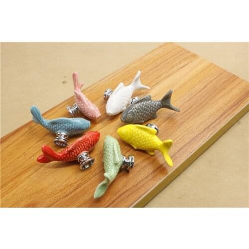 Children Drawer Knobs Fish Shape Ceramic Handles for Kids Room Kitchen Cabinet Handles Cupboard Knobs Furniture Hardware